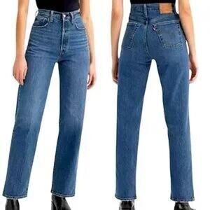 Levi's Premium Ribcage Straight Denim Ankle Women's 32 Button Fly High Rise